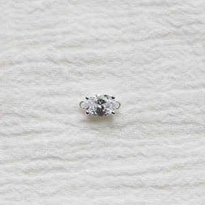 Oval solitaire CZ connector, sterling silver, 18k gold plated, bulk connectors, bracelet connector charm, permanent jewelry, CN79