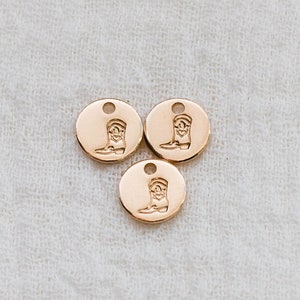 6.3mm cowboy boot charm, western boot charm, permanent jewelry charms, 14k filled charms, bulk gold charms, bulk charms silver, CH05