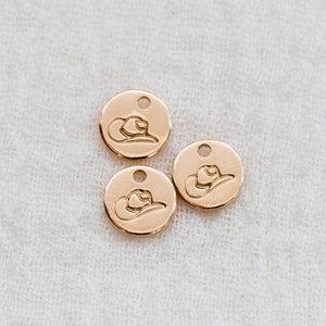 6.3mm cowboy hat charm, western hat charm, permanent jewelry charms, 14k filled charms, bulk gold charms, bulk charms sterling silver, CH05
