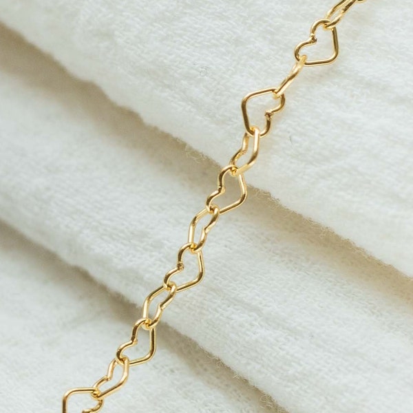 2.8mm heart chain, 14k gold filled unfinished chain, bulk chain, footage chain, permanent jewelry, G36