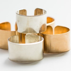 3 pack, 14k gold filled smooth cigar band ring, sterling silver smooth cigar band ring, open adjustable ring, bulk wholesale rings, R10