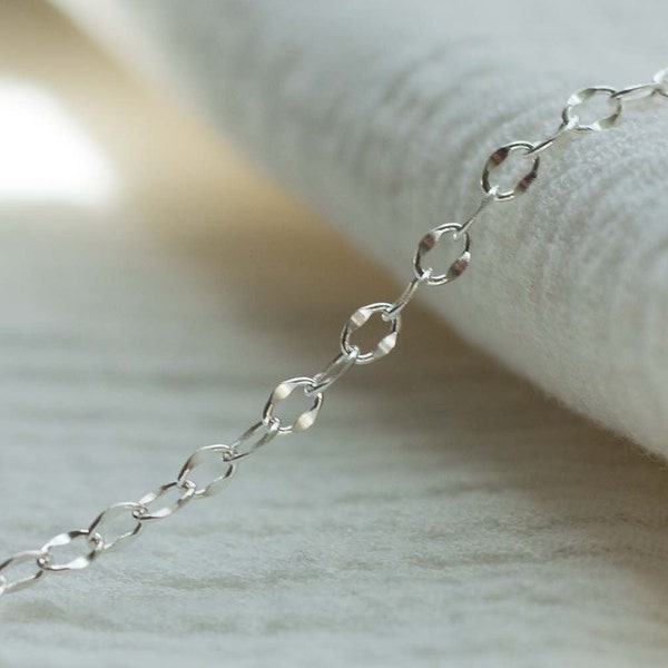 3mm dapped cable chain, .925 sterling silver, permanent jewelry footage chain, spool chain, chain by the foot, bulk wholesale chain, S37