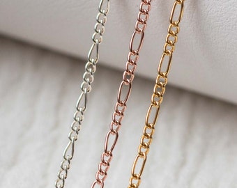 1.5mm figaro 3+1 chain, 14k gold filled, sterling silver, 14k rose gold filled, permanent jewelry footage bulk wholesale chain, G13 S13 R13