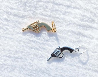 Gun charm, .925 sterling gun pendant, 18k gold plated gun pendant, revolver pendant, revolver charm, firearm charm, firearm pendant, CH50