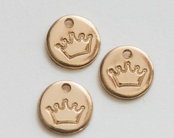 6.3mm Crown charm, gold filled, sterling silver, permanent jewelry charms, bulk gold charms, bulk charm silver, wholesale gold charms, CH05