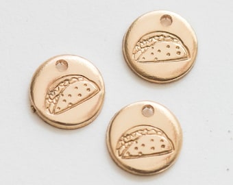 6.3mm taco charm, gold filled, sterling silver, permanent jewelry charms, 14k filled charms, bulk gold charms, bulk charms silver, CH05