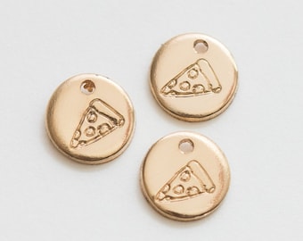 6.3mm pizza charm, gold filled, sterling silver, permanent jewelry charm, bulk gold charm, bulk charm, wholesale gold filled charm, CH05