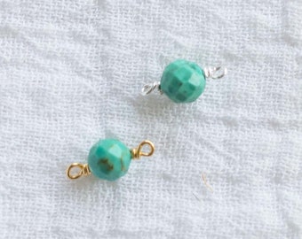 Turquoise bead connector charm, sterling silver, turquoise bracelet connector charm, turquoise connector, permanent jewelry, CN97