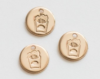 6.3mm fries charm, gold filled, sterling silver, permanent jewelry charms, bulk gold charms, bulk charms silver, wholesale gold charms, CH05