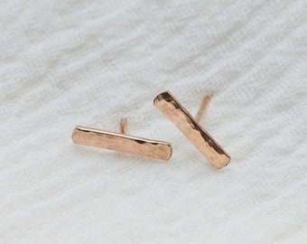 Hammered texture bar stud earrings, gold filled bar stud earrings, sterling silver bar stud earrings, bulk wholesale earrings, E07