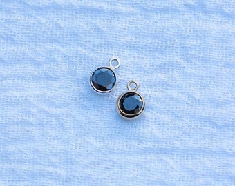 4mm black CZ charm, 14k gold filled, .925 sterling silver, wholesale black CZ charms, bulk black cubic zirconia charms, CH79