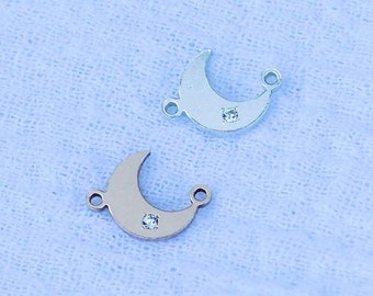 Moon gold filled connector charm, moon sterling silver connector charm, permanent jewelry connectors, crescent moon connectors, CN189