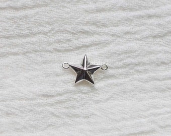 Star connector, sterling silver, 18k gold plated, bulk connectors, pyramid star bracelet connector charm, permanent jewelry, CN76