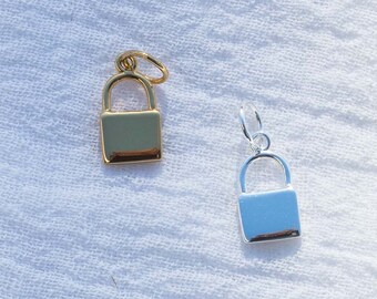 Lock charm, .925 sterling lock pendant, 18k gold plated lock pendant, lock pendant, lock charm, silver lock charm, gold lock pendant, CH51