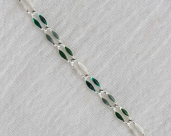 Green multi color chain, multi color chain, permanent jewelry bulk enamel chain, green chain, white, emerald green enamel chain, SP103