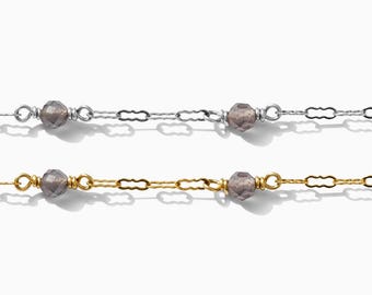 Genuine Labradorite Gold Filled or .925 sterling silver Krinkle Chain, 14k gold filled, permanent jewelry, wholesale chain, G78, S78