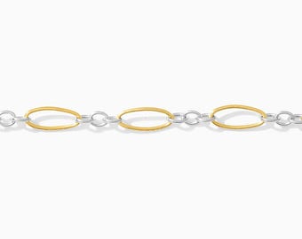 3mm long and short mixed metal chain, 14k gold filled, sterling silver, permanent jewelry chain, spooled chain, bulk, wholesale, M190