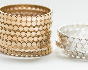 Beaded flat stacking rings, 14k gold filled, sterling silver, 14k gold filled ring, wholesale gold filled rings, R17