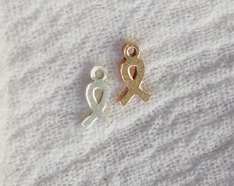 Awareness Ribbon Charm, gold filled, sterling silver, 4mm, permanent jewelry charm, gold charm, silver charm, CH242