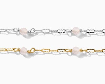 Genuine rose quartz, gold filled, sterling silver krinkle chain, gemstone, sterling silver, bulk chain, wholesale chain, S89, G89