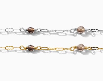 Genuine Smoky Quartz Gold Filled 1.4mm Krinkle Chain, 14k gold filled, permanent jewelry chain, wholesale chain, G92