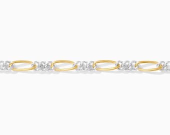 2.3mm mixed metal figaro chain, 14k gold filled, .925 sterling silver, M191