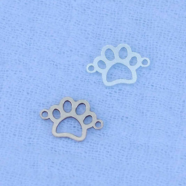 Paw print gold filled connector charm, paw print sterling silver connector, permanent jewelry connectors, CN190