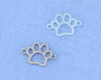 Paw print gold filled connector charm, paw print sterling silver connector, permanent jewelry connectors, CN190