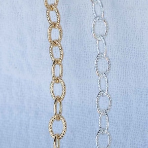 3.8mm patterned cable chain, gold filled, sterling silver, unfinished chain, bulk chain, cable chain, permanent jewelry chain spool, S44 G44