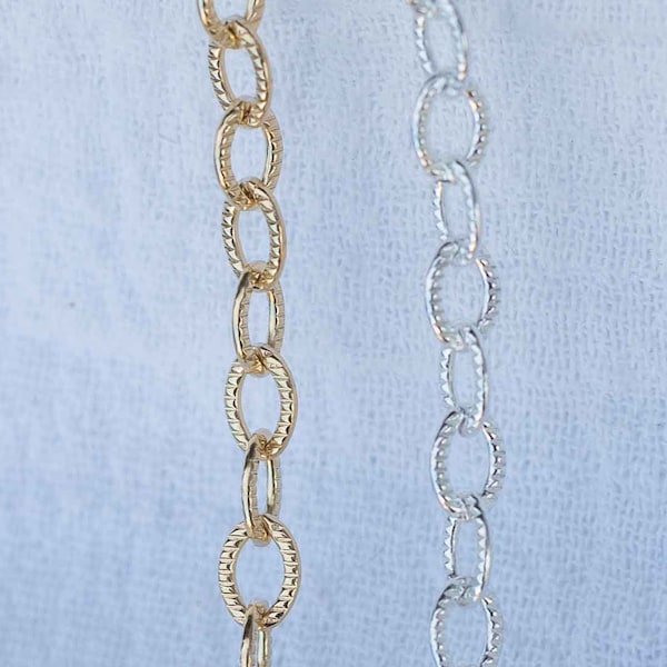 3.8mm patterned cable chain, gold filled, sterling silver, unfinished chain, bulk chain, cable chain, permanent jewelry chain spool, S44 G44