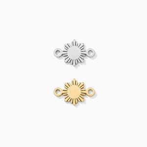 Philippine Sun Connector Charm, 14k gold filled, sterling silver, permanent jewelry supplies, bulk connector, wholesale connector, CN386