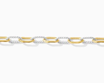 3mm mixed metal alernate twisted paperclip chain, 14k gold filled, .925 sterling silver, M196