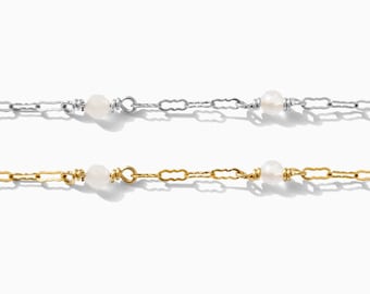 Genuine Rainbow Moonstone Gold Filled .925 Silver Krinkle Chain, 14k gold filled, permanent jewelry chain, wholesale chain, G77, S77