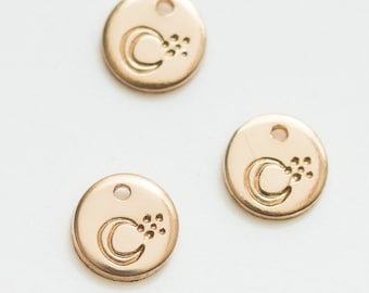 6.3mm Moon & stars charm, gold filled, sterling silver, permanent jewelry charms, bulk gold charm, bulk charm silver, wholesale charm, CH05