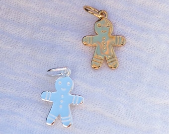 Gingerbread man charm, .925 sterling silver gingerbread man pendant, 18k gold plated gingerbread man pendant, Christmas theme charms, CH44