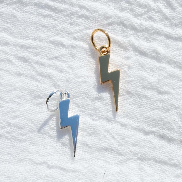 Lightning bolt charm, .925 sterling lightning bolt pendant, 18k gold plated lightning bolt pendant, CH49