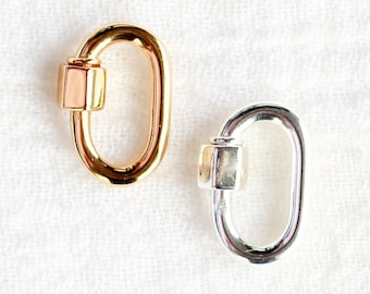 Carabiner lock charm enhancer 15mm, connector charm, sterling silver, gold plated connector, permanent jewelry connectors, F13