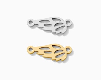 Angel Wing Connector Charm, 10.6 mm, sterling silver, 14k gold filled, permanent jewelry connectors, gold connector, silver connector, CN279