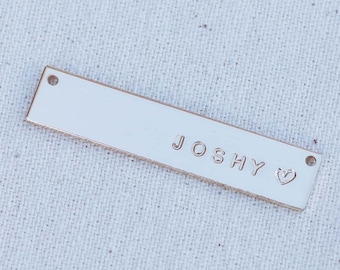 Custom hand stamped bar connector for necklaces, gold filled, rose gold filled, sterling silver, bulk jewelry connectors, CN109