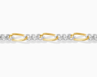 3.2mm mixed metal figaro chain, 14k gold filled, .925 sterling silver, M192