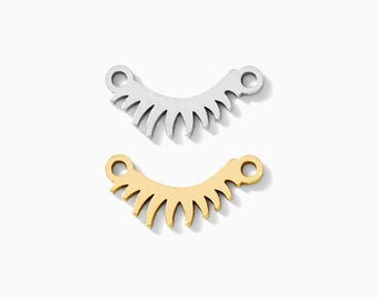 Eyelashes Connector Charm, 10.3 mm, sterling silver, 14k gold filled, permanent jewelry connectors, gold connector, silver connector, CN284