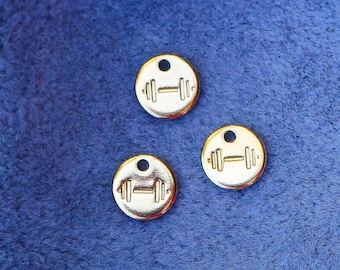 6.3mm Barbell charm, gold filled, sterling silver, permanent jewelry charms, bulk gold charms, bulk charms silver, wholesale charms, CH05