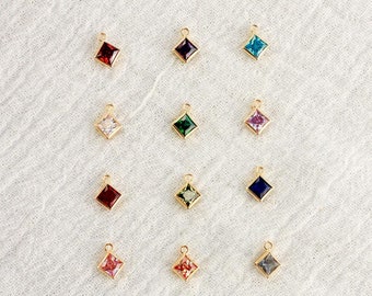 4mm Diamond Birthstone Charm, gold filled, sterling silver, wholesale birthstone charm, bulk birthstone charm, permanent jewelry, CH253