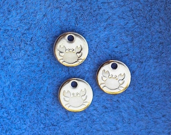 6.3mm Crab charm, gold filled, sterling silver, permanent jewelry charms, gold charms, bulk charms silver, wholesale gold charms, CH05