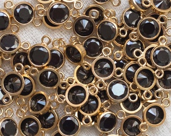 4mm Black CZ Connector, 14k gold filled, rose gold filled, sterling silver gemstone connectors, cubic zirconia bezel, permanent jewelry CN52