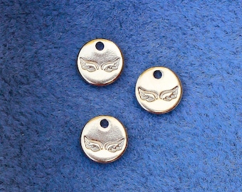 6.3mm Angel wings charm, gold filled, sterling silver, permanent jewelry charms, bulk gold charms, bulk charms, wholesale charms, CH05