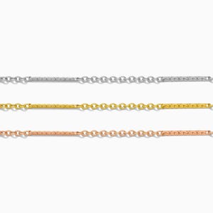1mm dapped bar chain, 14k gold filled, sterling silver, 14k rose gold filled, permanent jewelry footage bulk wholesale chain, G18 S18 R18