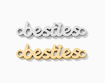 Besties heart dot gold filled connector charm, sterling silver, besties connector, besties connector, permanent jewelry connectors CN207
