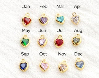 4mm Heart Birthstone Charms, gold filled, sterling silver, wholesale birthstone charm, bulk birthstone charm, permanent jewelry, CH272