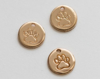 6.3mm paw print charm, gold filled, sterling silver, permanent jewelry charms, bulk gold charms, bulk charm silver, wholesale gold CH05